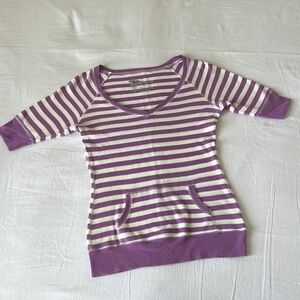 Vintage Y2K 2007 Garage Purple Stripe Layering Half Sleeve Sweater